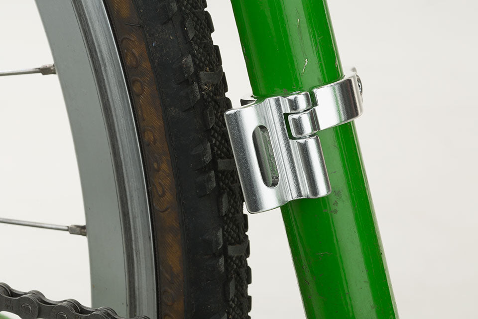 Braze-on Adaptor Clamps - Silver, shown on bike